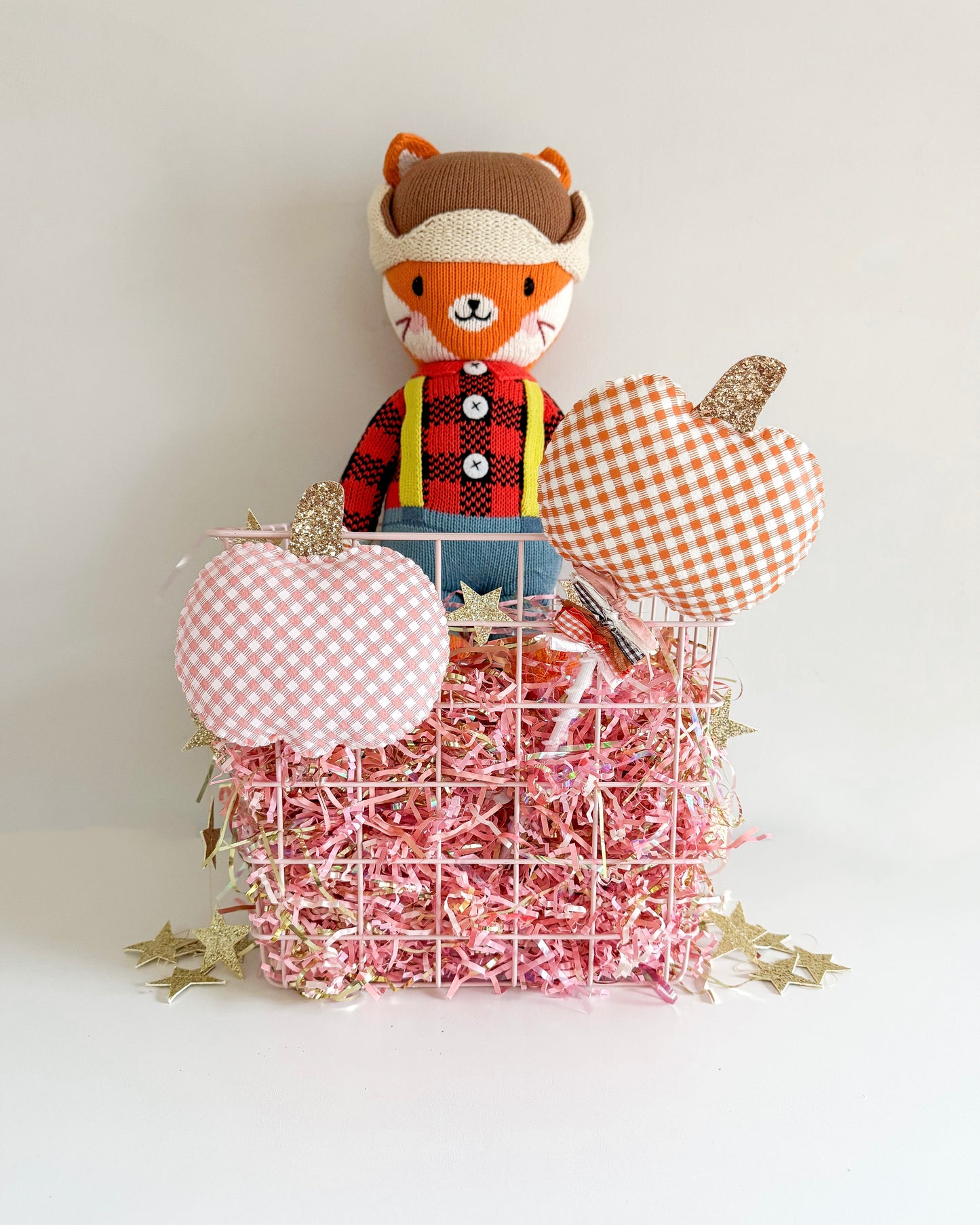 Thanksgiving Gingham Pumpkin Tag/Wand