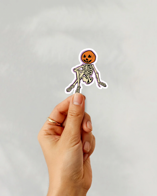 Skeleton Pumpkin Vinyl Sticker