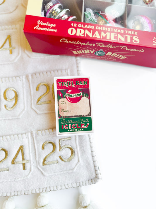 Vintage Christmas Tinsel Rain Vinyl Sticker