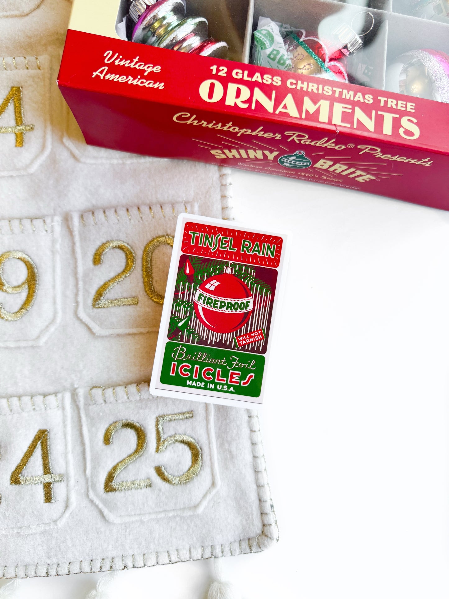 Vintage Christmas Tinsel Rain Vinyl Sticker