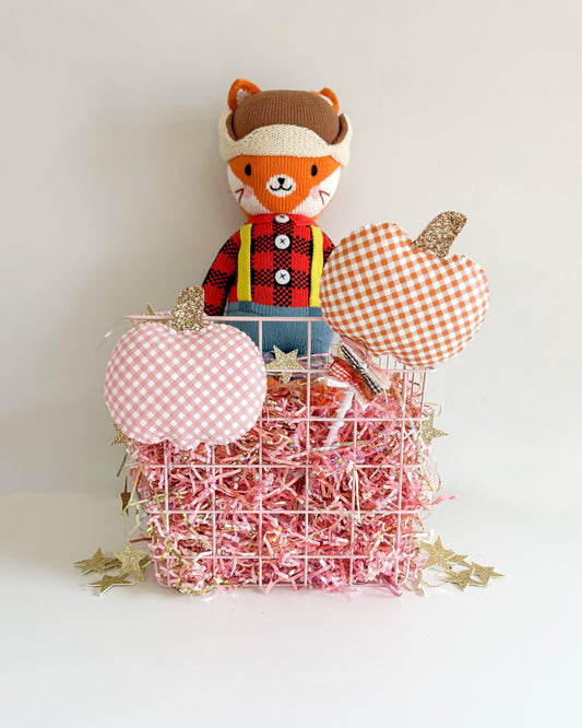 Thanksgiving Gingham Pumpkin Tag/Wand