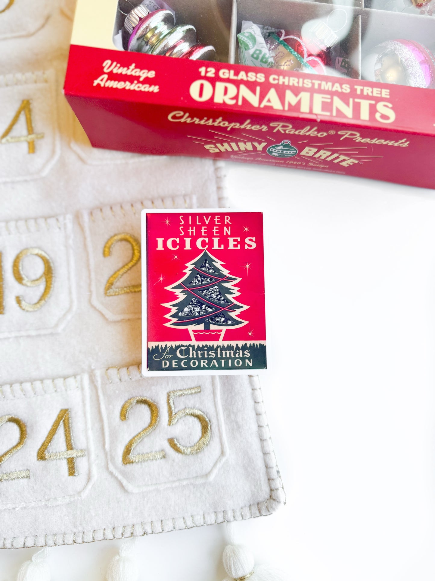 Vintage Christmas Icicles Vinyl Sticker