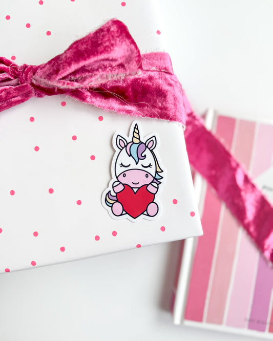 Valentine's Day Unicorn Vinyl Sticker