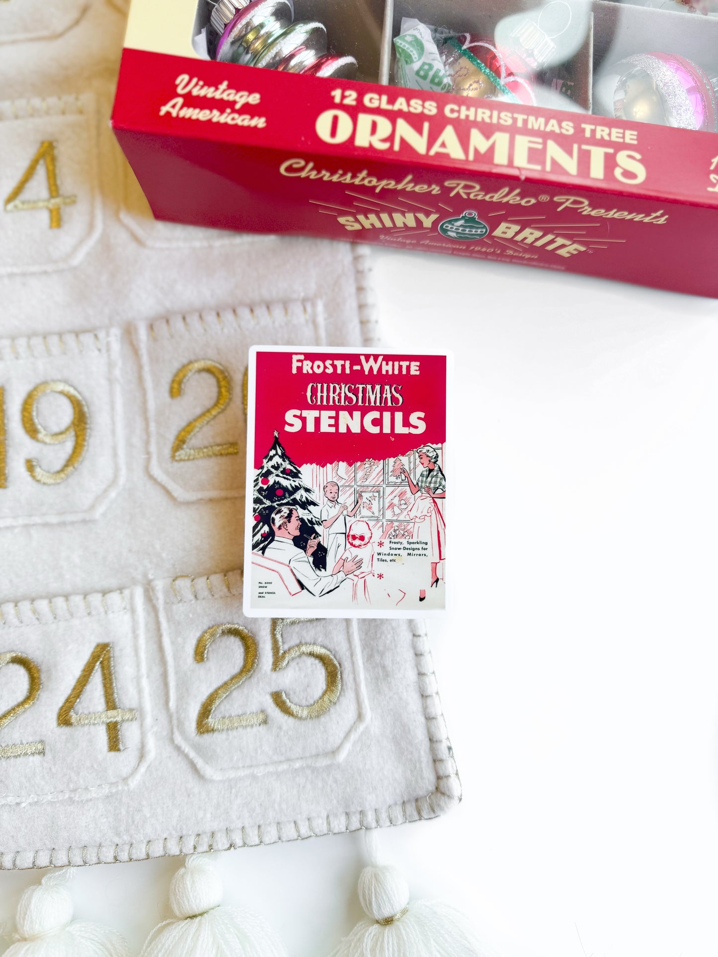 Vintage Christmas Stencils Vinyl Sticker