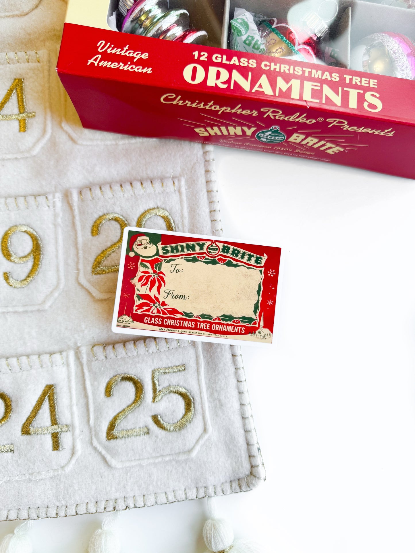 Vintage Christmas Shiny Brite Vinyl Sticker