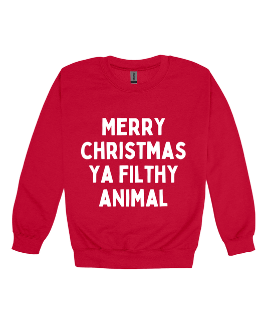 Merry Christmas Ya Filthy Animal Rubbish Adult Sweatshirt