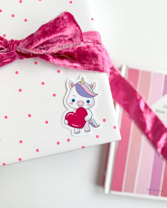 Valentine's Day Unicorn Vinyl Sticker