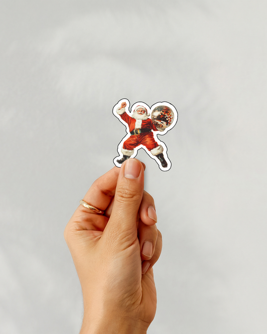 Christmas Vintage Santa Disco Vinyl Sticker