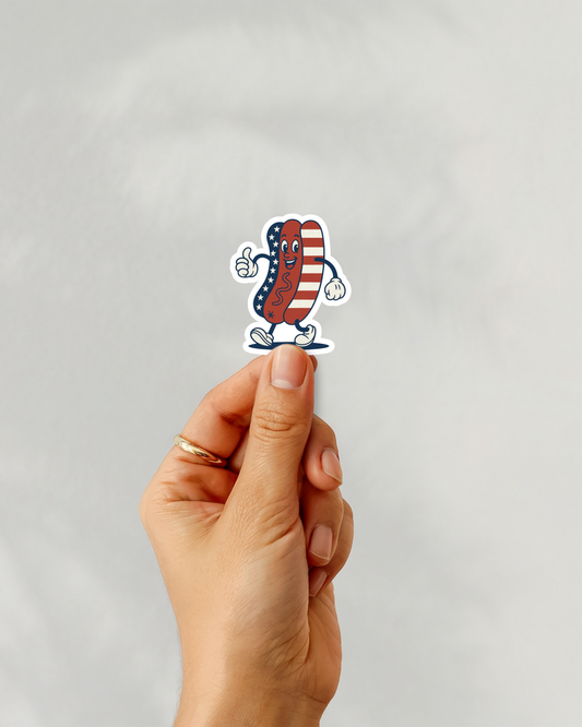 Patriotic Hot Dog Vinyl Sticker
