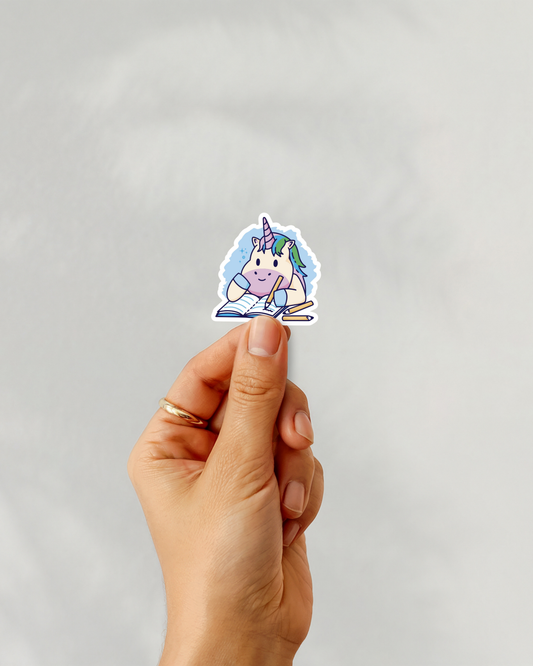 Studying Unicorn Vinyl Sticker